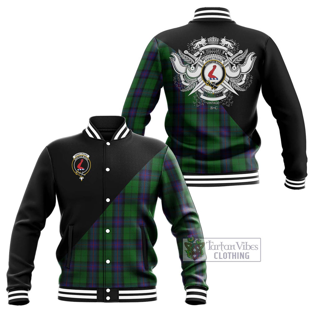 Armstrong Tartan Baseball Jacket with Family Crest and Military Logo Style Unisex - Tartan Vibes Clothing
