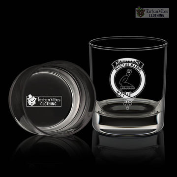 Armstrong Family Crest Engraved Whiskey Glass with Handle