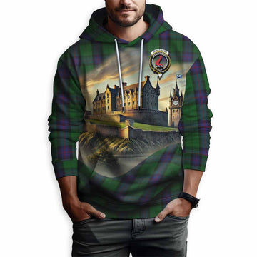 Armstrong Tartan Family Crest Hoodie with Scottish Ancient Castle Style