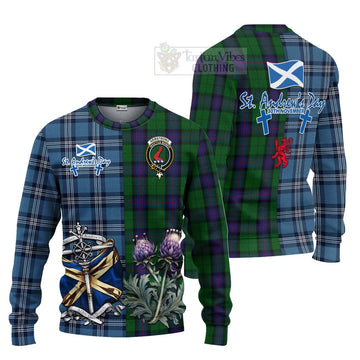 Tartan Vibes Clothing Armstrong Tartan Knitted Sweater Happy St. Andrew's Day Half Tartan Style