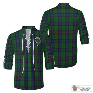 Tartan Vibes Clothing Armstrong Tartan Men's Scottish Traditional Jacobite Ghillie Kilt Shirt with Family Crest