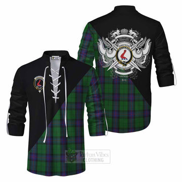 Tartan Vibes Clothing Armstrong Tartan Ghillie Kilt Shirt with Family Crest and Military Logo Style