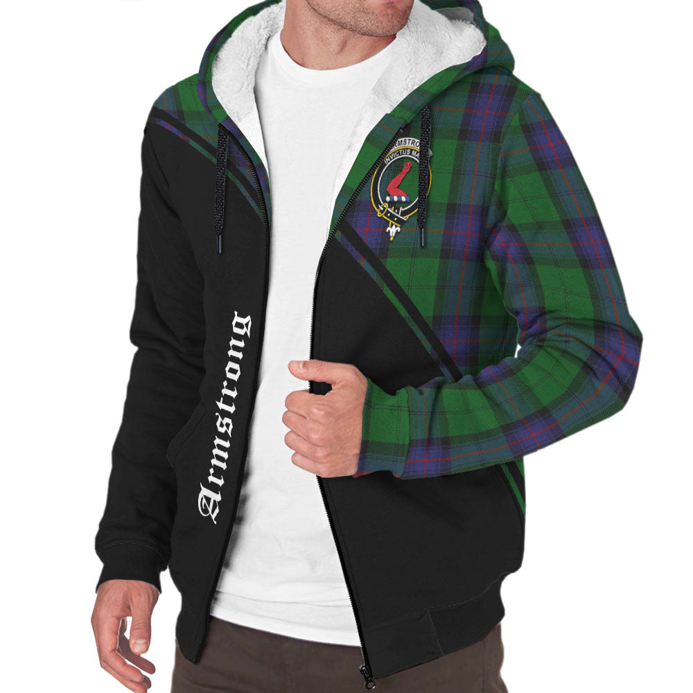 Armstrong Tartan Sherpa Hoodie with Family Crest Curve Style Unisex - Tartanvibesclothing