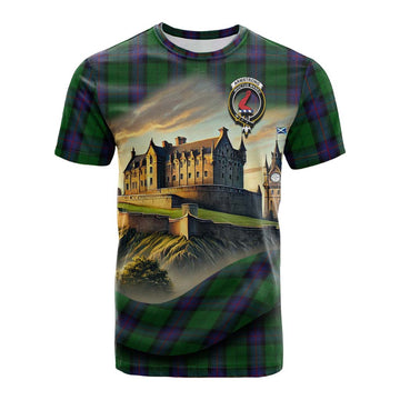 Tartan Vibes Clothing Armstrong Tartan Family Crest Cotton T-shirt with Scottish Ancient Castle Style
