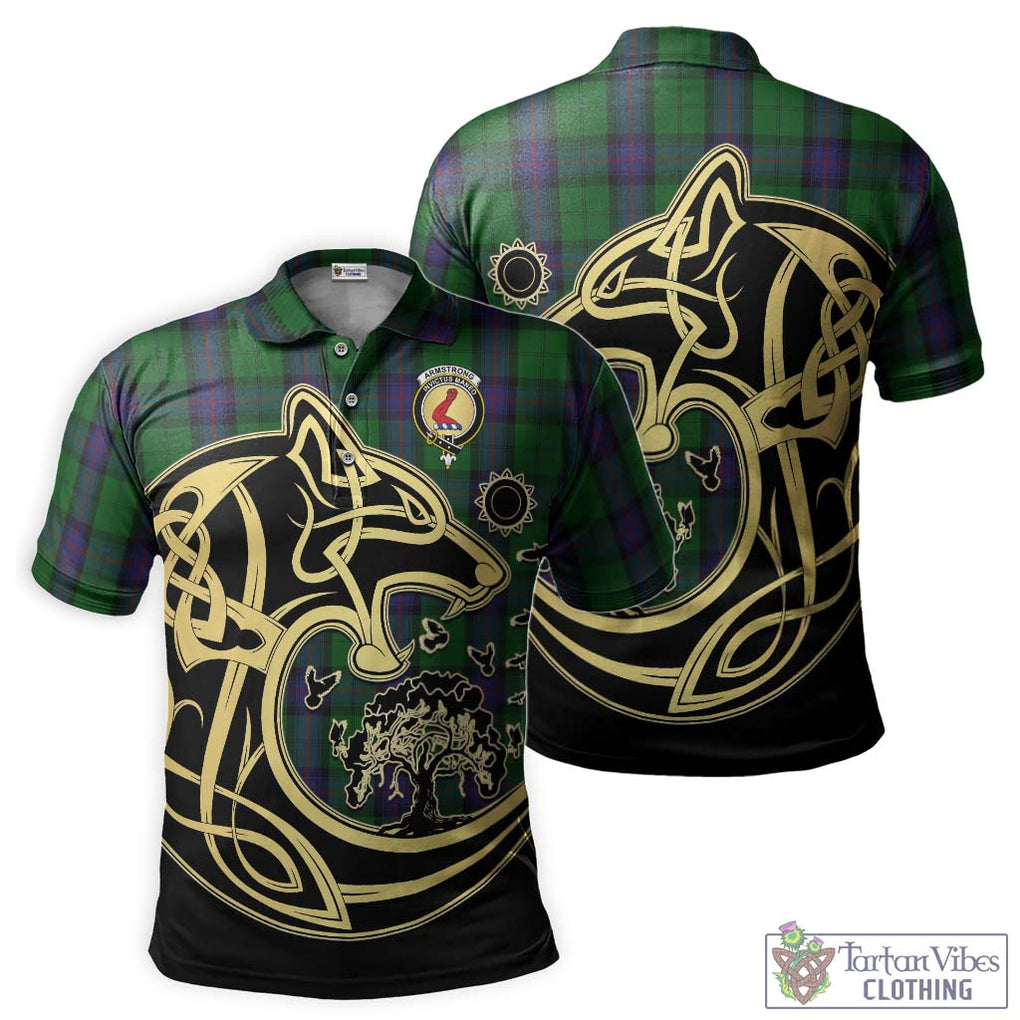 Armstrong Tartan Polo Shirt with Family Crest Celtic Wolf Style Kid - Tartanvibesclothing Shop