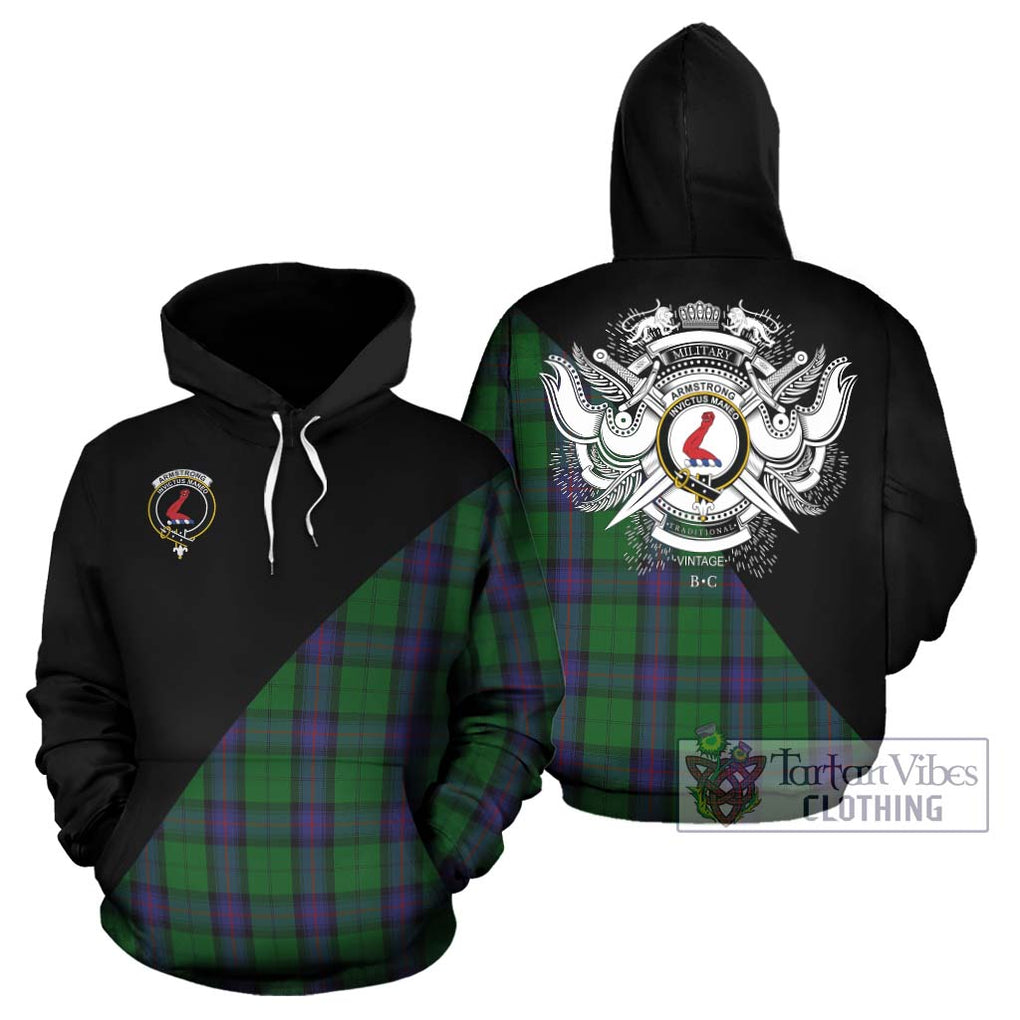 Armstrong Tartan Hoodie with Family Crest and Military Logo Style Zip Hoodie - Tartanvibesclothing Shop