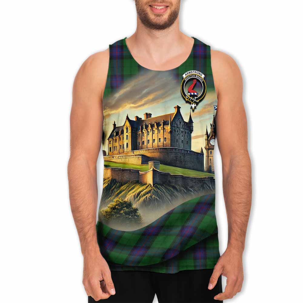 Tartan Vibes Clothing Armstrong Tartan Family Crest Men's Tank Top with Scottish Ancient Castle Style