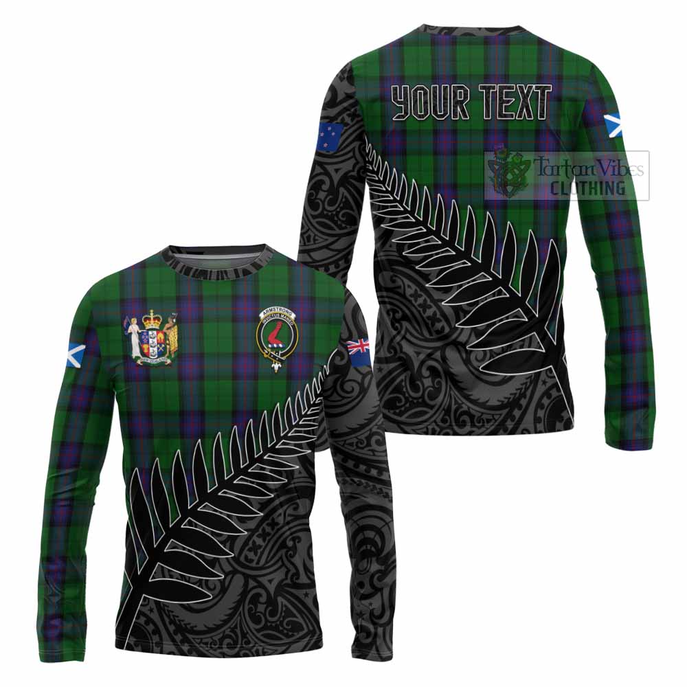 Tartan Vibes Clothing Armstrong Crest Tartan Long Sleeve T-Shirt with New Zealand Silver Fern Half Style