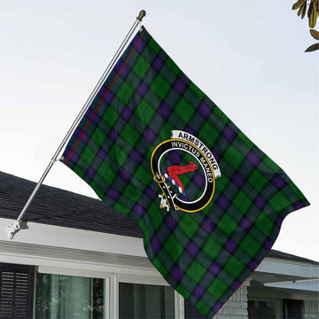 Armstrong Tartan House Flag with Family Crest