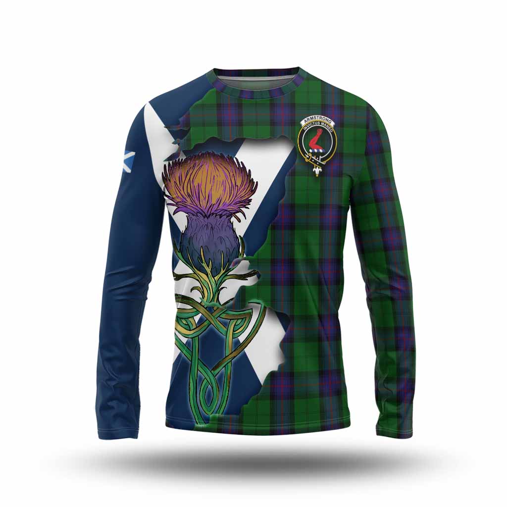 Tartan Vibes Clothing Armstrong Tartan Family Crest Long Sleeve T-Shirt Scottish Thistle Celtic Inspired