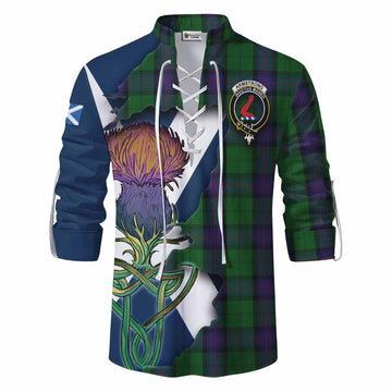 Tartan Vibes Clothing Armstrong Tartan Family Crest Ghillie Kilt Shirt Scottish Thistle Celtic Inspired