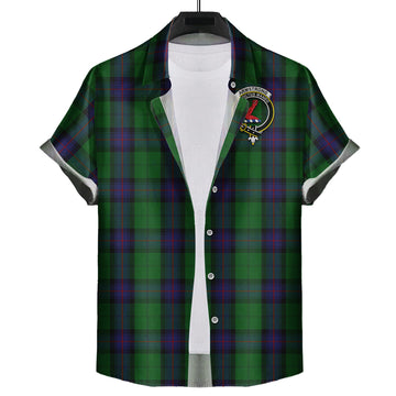 Armstrong Tartan Short Sleeve Button Down Shirt with Family Crest