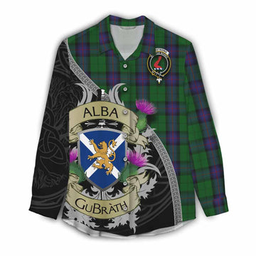 Armstrong Tartan Family Crest Women's Casual Shirt Lion Rampant Royal Thistle Shield Celtic Inspired