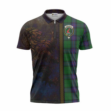 Armstrong Tartan Family Crest Zipper Polo Shirt Alba Gu Brath Be Brave Lion Ancient Style