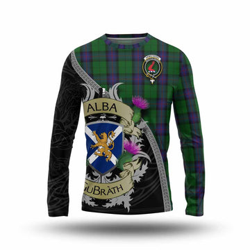 Armstrong Tartan Family Crest Long Sleeve T-Shirt Lion Rampant Royal Thistle Shield Celtic Inspired