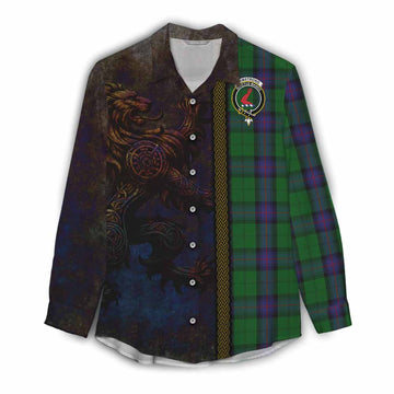 Armstrong Tartan Family Crest Women's Casual Shirt Alba Gu Brath Be Brave Lion Ancient Style