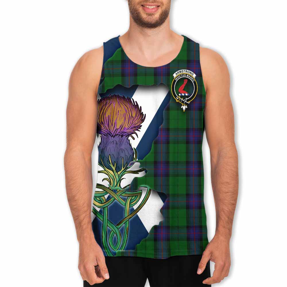 Tartan Vibes Clothing Armstrong Tartan Family Crest Men's Tank Top Scottish Thistle Celtic Inspired