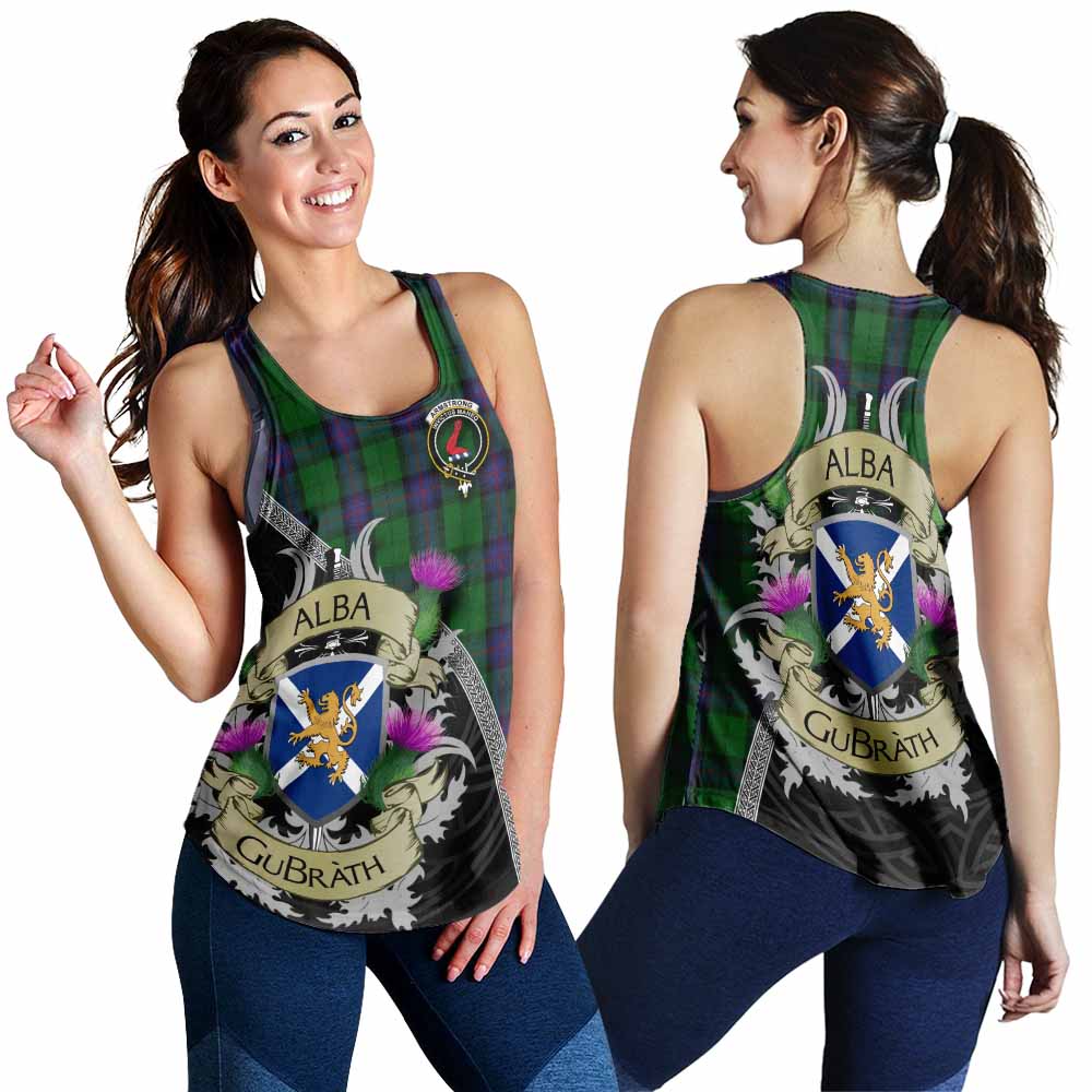 Tartan Vibes Clothing Armstrong Tartan Family Crest Women's Racerback Tanks Lion Rampant Royal Thistle Shield Celtic Inspired