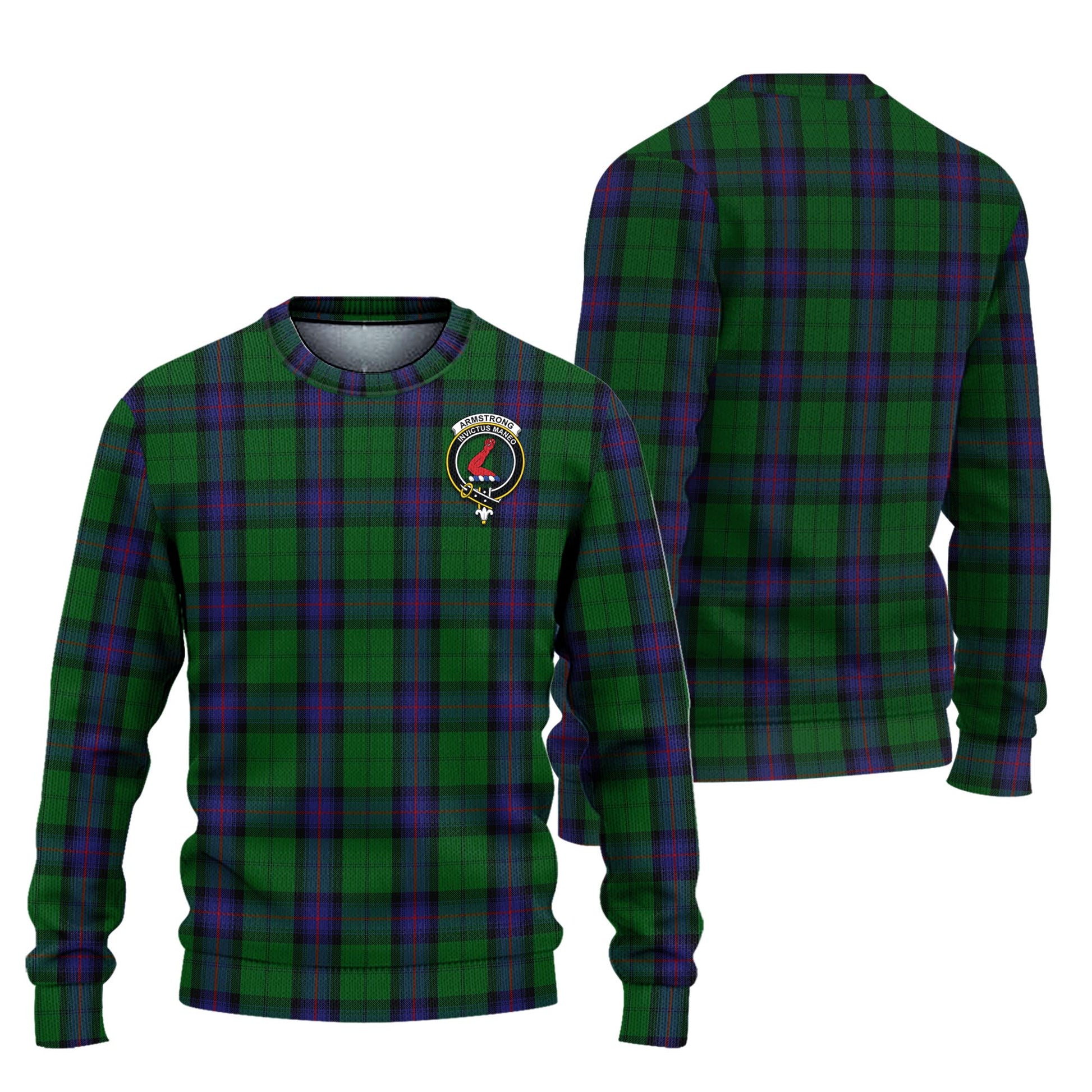 Armstrong Tartan Knitted Sweater with Family Crest Unisex - Tartanvibesclothing