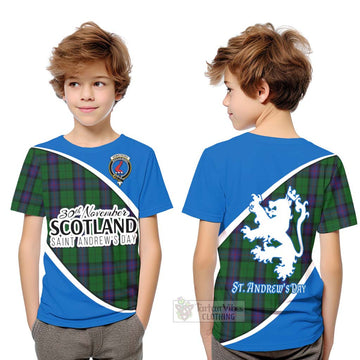 Armstrong Family Crest Tartan Kid T-Shirt Celebrate Saint Andrew's Day in Style