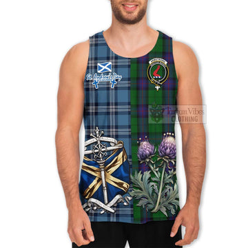 Tartan Vibes Clothing Armstrong Tartan Men's Tank Top Happy St. Andrew's Day Half Tartan Style