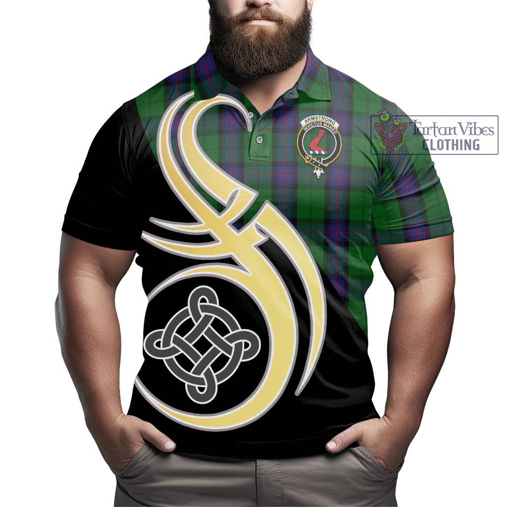 Armstrong Tartan Polo Shirt with Family Crest and Celtic Symbol Style - Tartan Vibes Clothing