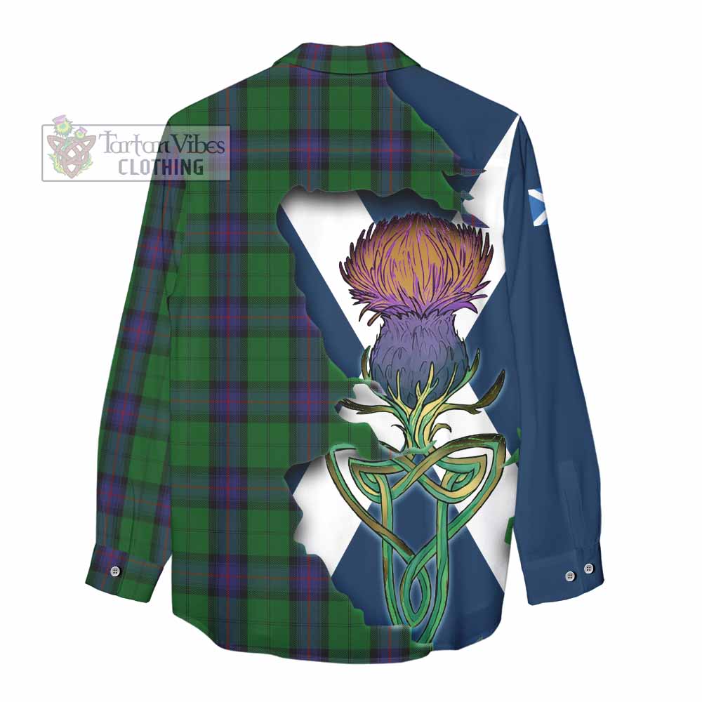 Tartan Vibes Clothing Armstrong Tartan Family Crest Women's Casual Shirt Scottish Thistle Celtic Inspired