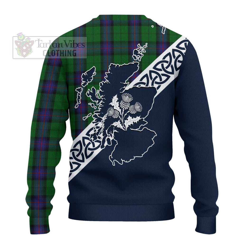 Tartan Vibes Clothing Armstrong Tartan Knitted Sweater Featuring Thistle and Scotland Map