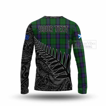 Tartan Vibes Clothing Armstrong Crest Tartan Long Sleeve T-Shirt with New Zealand Silver Fern Half Style