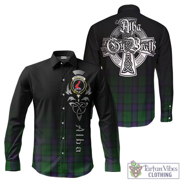Armstrong Tartan Long Sleeve Button Up Featuring Alba Gu Brath Family Crest Celtic Inspired