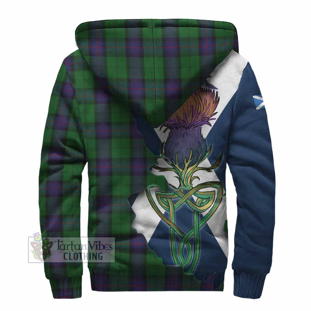 Tartan Vibes Clothing Armstrong Tartan Family Crest Sherpa Hoodie Scottish Thistle Celtic Inspired