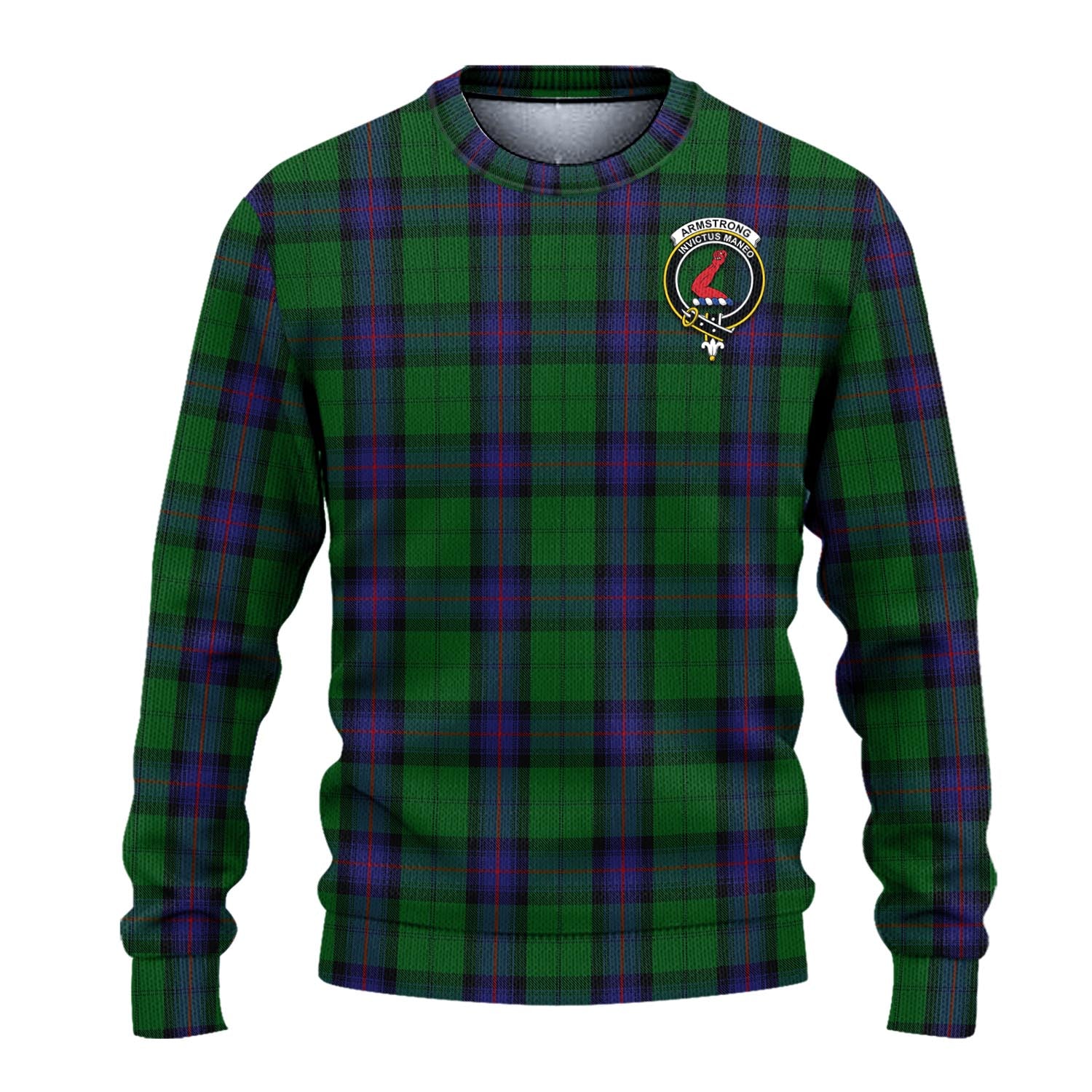 Armstrong Tartan Knitted Sweater with Family Crest - Tartanvibesclothing