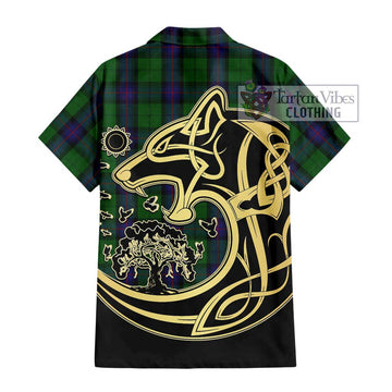 Armstrong Tartan Hawaiian Shirt with Family Crest Celtic Wolf Style