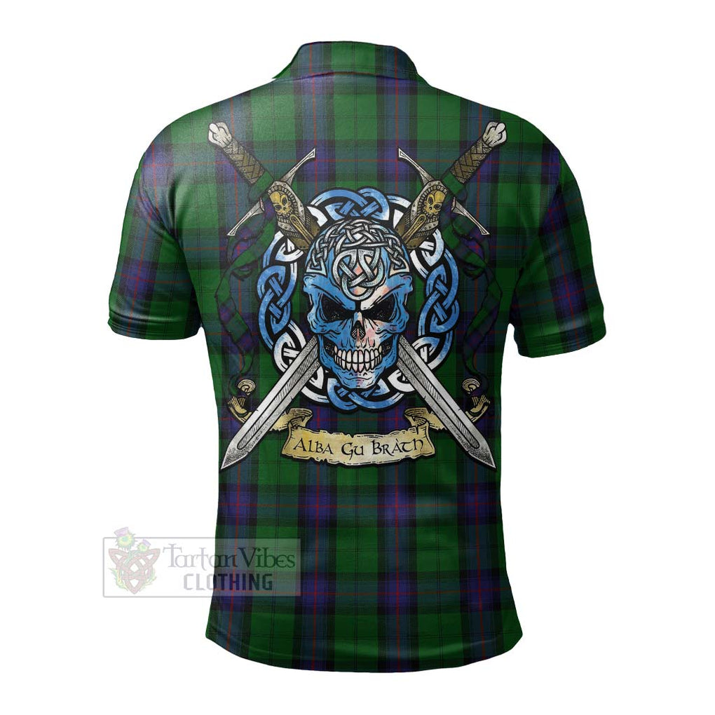 Tartan Vibes Clothing Armstrong Tartan Polo Shirt with Family Crest Celtic Skull Style