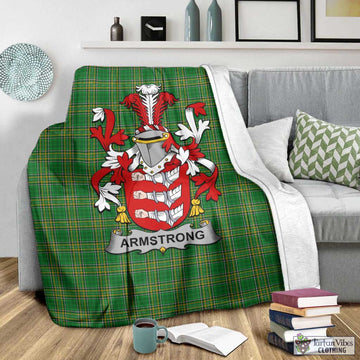 Tartan Vibes Clothing Armstrong Irish Clan Tartan Blanket with Coat of Arms