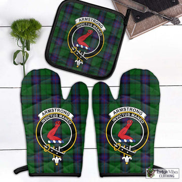 Armstrong Tartan Combo Oven Mitt & Pot-Holder with Family Crest Combo 1 Oven Mitt & 1 Pot-Holder Black - Tartan Vibes Clothing