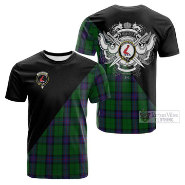 Tartan Vibes Clothing Armstrong Tartan Cotton T-shirt with Family Crest and Military Logo Style