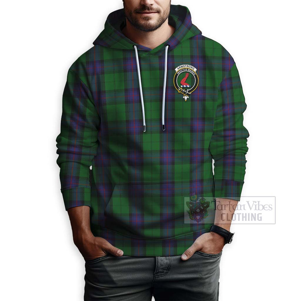 Tartan Vibes Clothing Armstrong Tartan Hoodie with Family Crest and Bearded Skull Holding Bottles of Whiskey