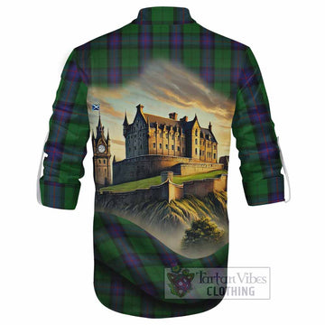Tartan Vibes Clothing Armstrong Tartan Family Crest Ghillie Kilt Shirt with Scottish Ancient Castle Style
