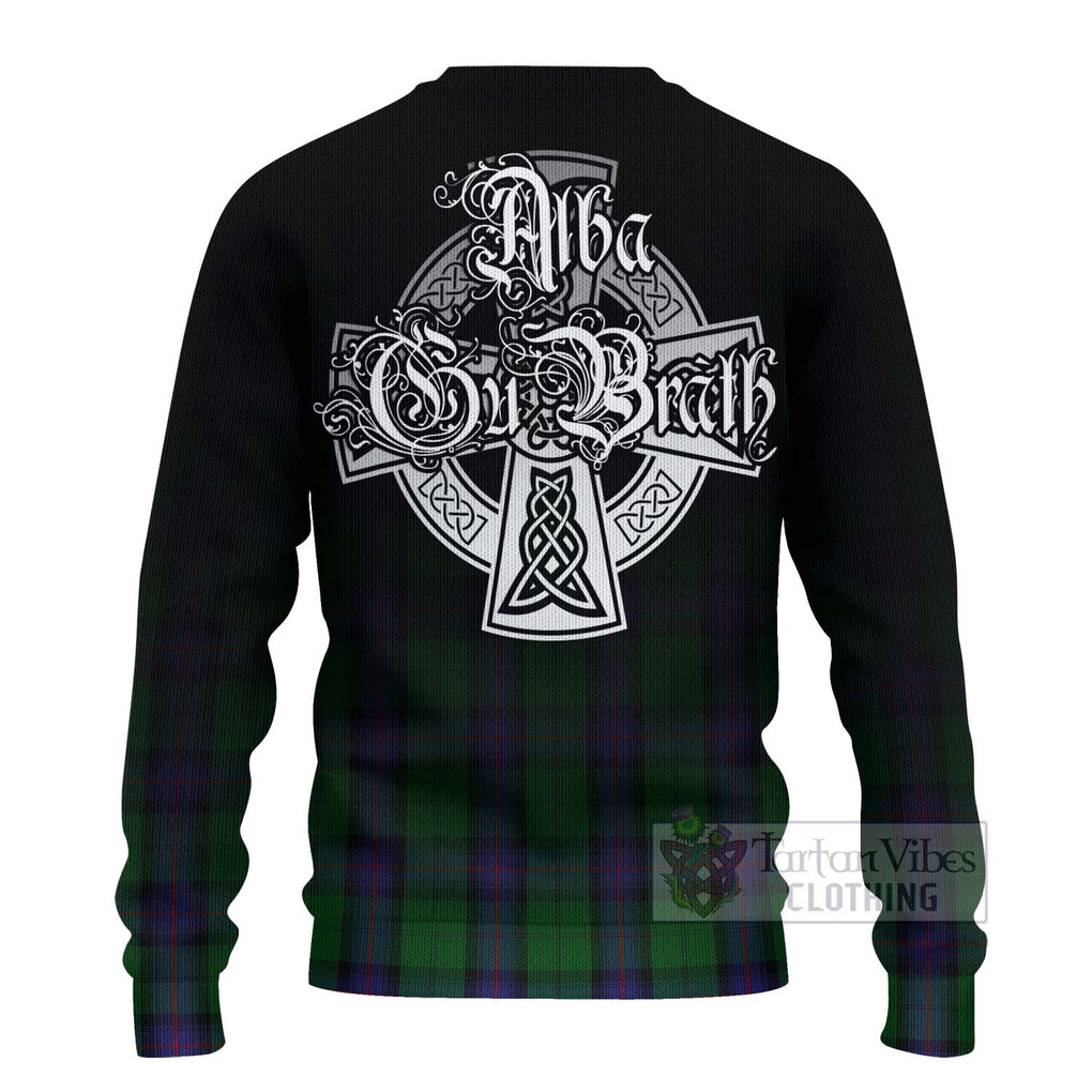 Tartan Vibes Clothing Armstrong Tartan Knitted Sweater Featuring Alba Gu Brath Family Crest Celtic Inspired