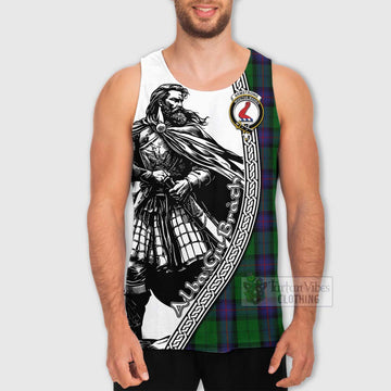 Tartan Vibes Clothing Armstrong Tartan Clan Crest Men's Tank Top with Highlander Warrior Celtic Style