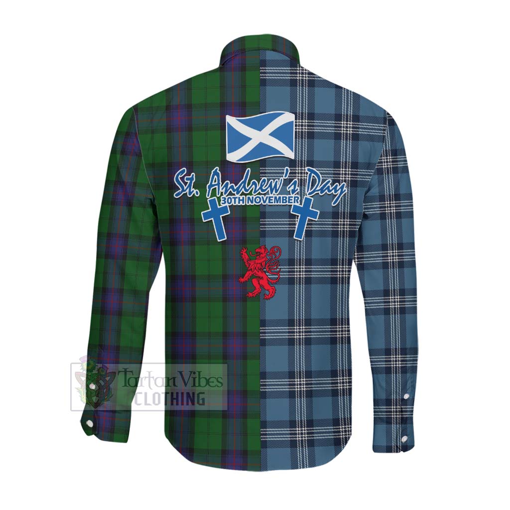 Tartan Vibes Clothing Armstrong Tartan Long Sleeve Button Shirt Happy St. Andrew's Day Half Tartan Style