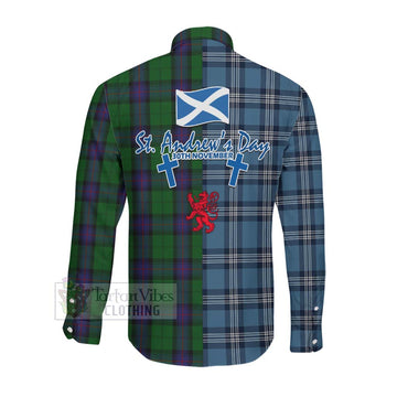 Armstrong Tartan Long Sleeve Button Shirt Happy St. Andrew's Day Half Tartan Style