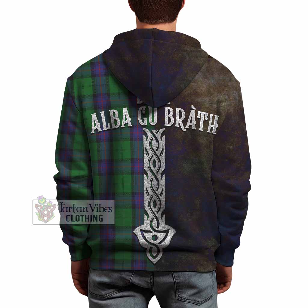Tartan Vibes Clothing Armstrong Tartan Family Crest Hoodie Alba Gu Brath Be Brave Lion Ancient Style
