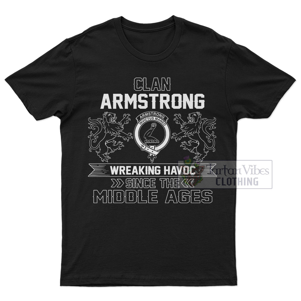 Armstrong Family Crest 2D Cotton Men's T-Shirt Wreaking Havoc Style White - 2D-tartanvibesclothing