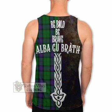 Armstrong Tartan Family Crest Men's Tank Top Alba Gu Brath Be Brave Lion Ancient Style