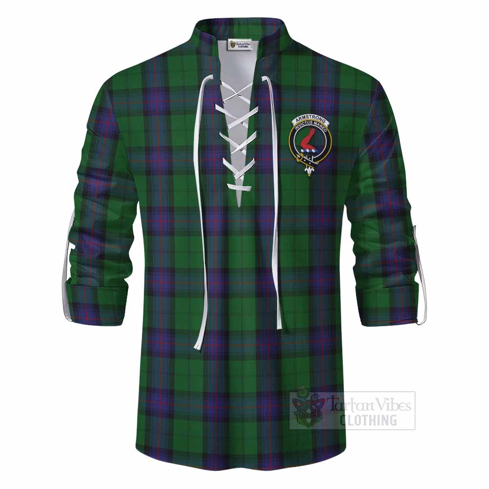 Tartan Vibes Clothing Armstrong Tartan Ghillie Kilt Shirt with Family Crest DNA In Me Style