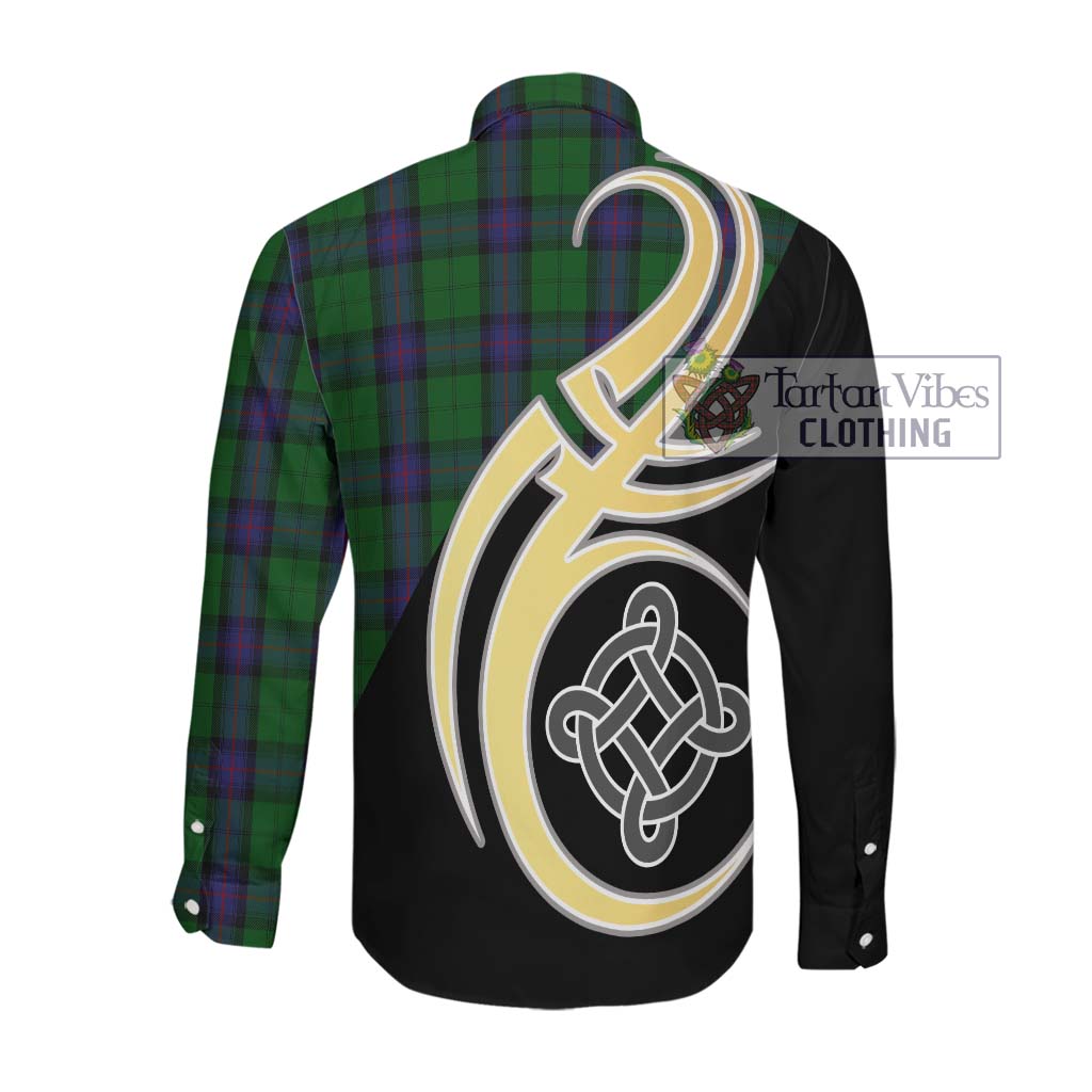 Armstrong Tartan Long Sleeve Button Shirt with Family Crest and Celtic Symbol Style Men's Shirt - Tartan Vibes Clothing