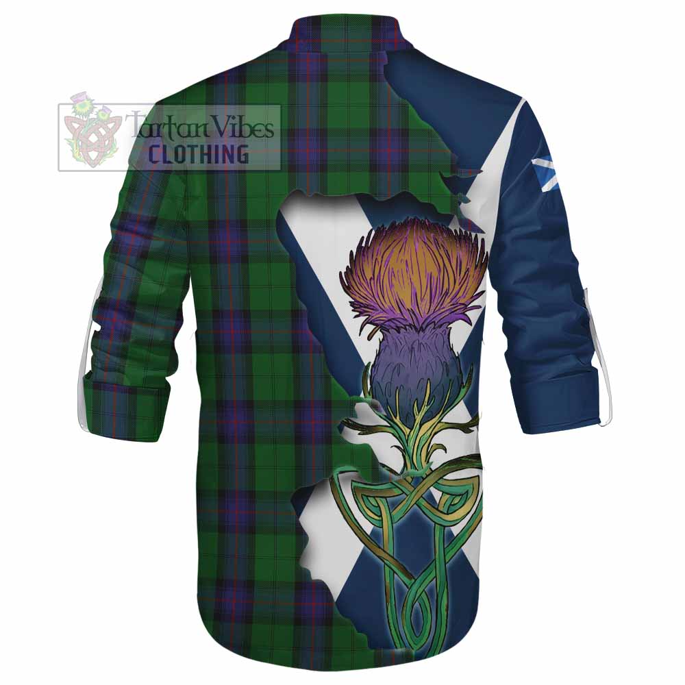 Tartan Vibes Clothing Armstrong Tartan Family Crest Ghillie Kilt Shirt Scottish Thistle Celtic Inspired