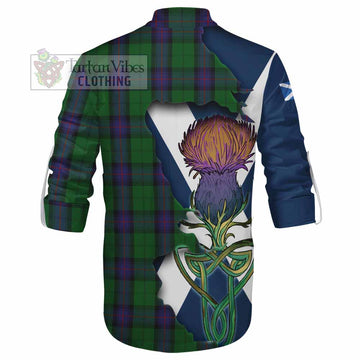 Tartan Vibes Clothing Armstrong Tartan Family Crest Ghillie Kilt Shirt Scottish Thistle Celtic Inspired